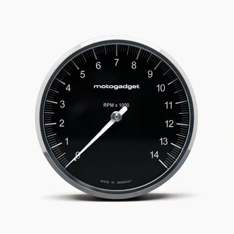 Manómetro Multifunções Motogadget Chronoclassic 2 – Mostrador Preto / Bisel Polido (14 000 RPM)