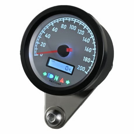 Velocímetro Analógico/Digital Daytona Velona 60-WP 60 mm (200 km/h) – Mostrador Branco