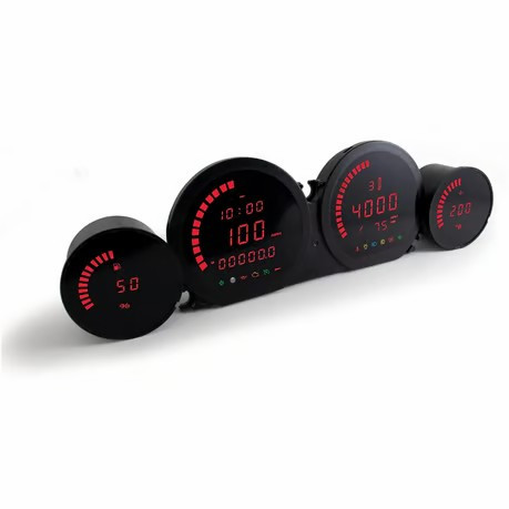 Kit de Manómetros Digitais KOSO HD-03 (4 Peças) – Harley-Davidson Touring 14-20 (Mostrador Vermelho / ABE)