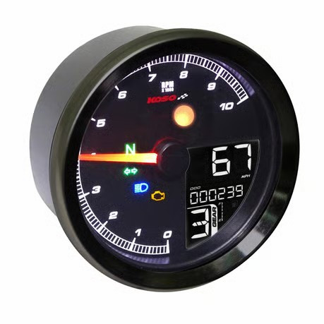 Manómetro Multifunções Digital/Analógico KOSO TNT-04 – Preto (8000 RPM / ABE)