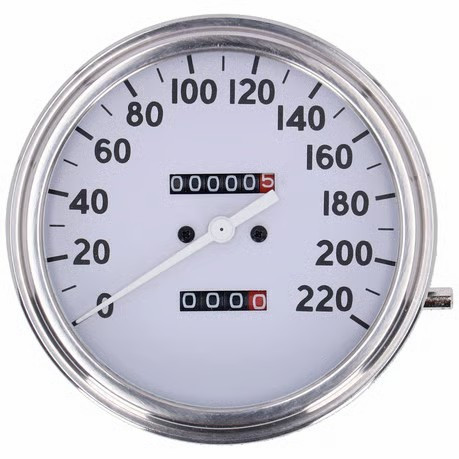 Velocímetro Analógico Estilo FL ’36-40’ – Relação 1:1 (km/h) Mostrador Branco
